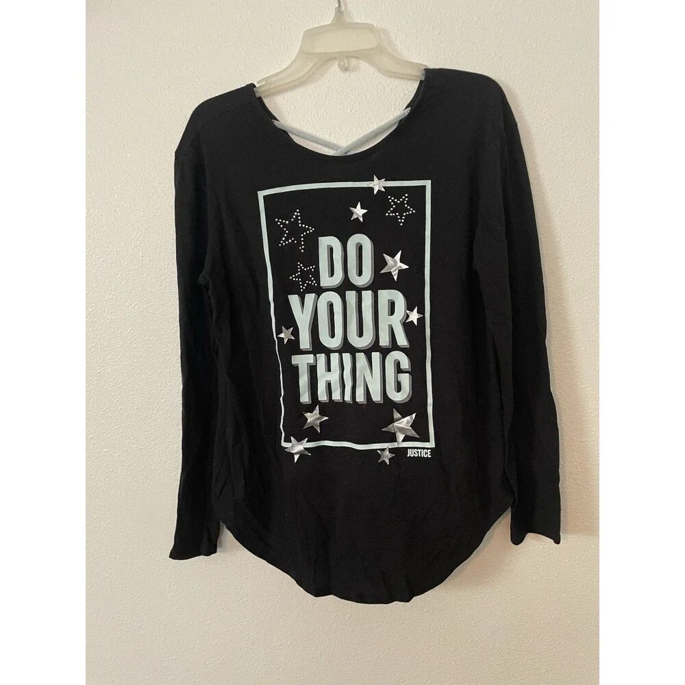 Justice Active Girls Long Sleeve Black Top 